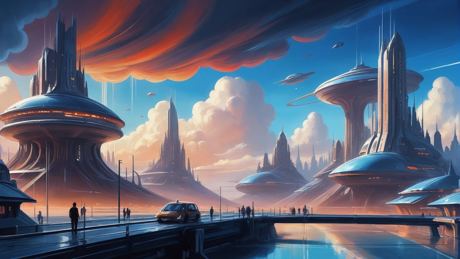 digital painting, scifi city, whimsical scifi cloud city at the beginning of reality<lora:EnvyStarlightScifiAesthetic11:1>