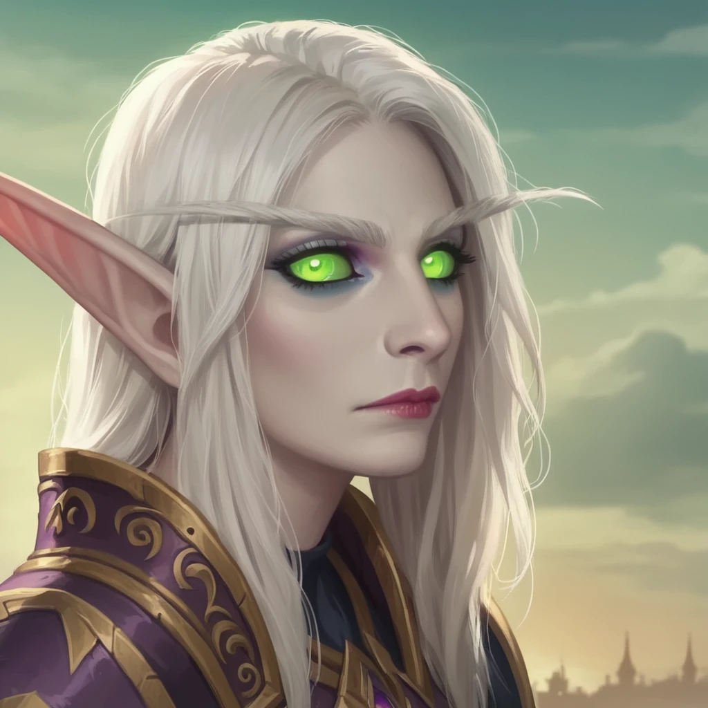 score_9, score_8_up, score_8, (masterpiece, best quality, highly detailed, realistic), source_western, 2.5d, screencap, profile portrait of lcasati as a blood elf, long bushy white hair, (Pale skin:1.5), looking at the viewer, wearing armor, close up, pointy ears, colored sclera, green eyes, glowing eyes, no eyes, no pupils, 
<lora:Marchesa_Luisa_Casati_Pony-000008:.7> lcasati