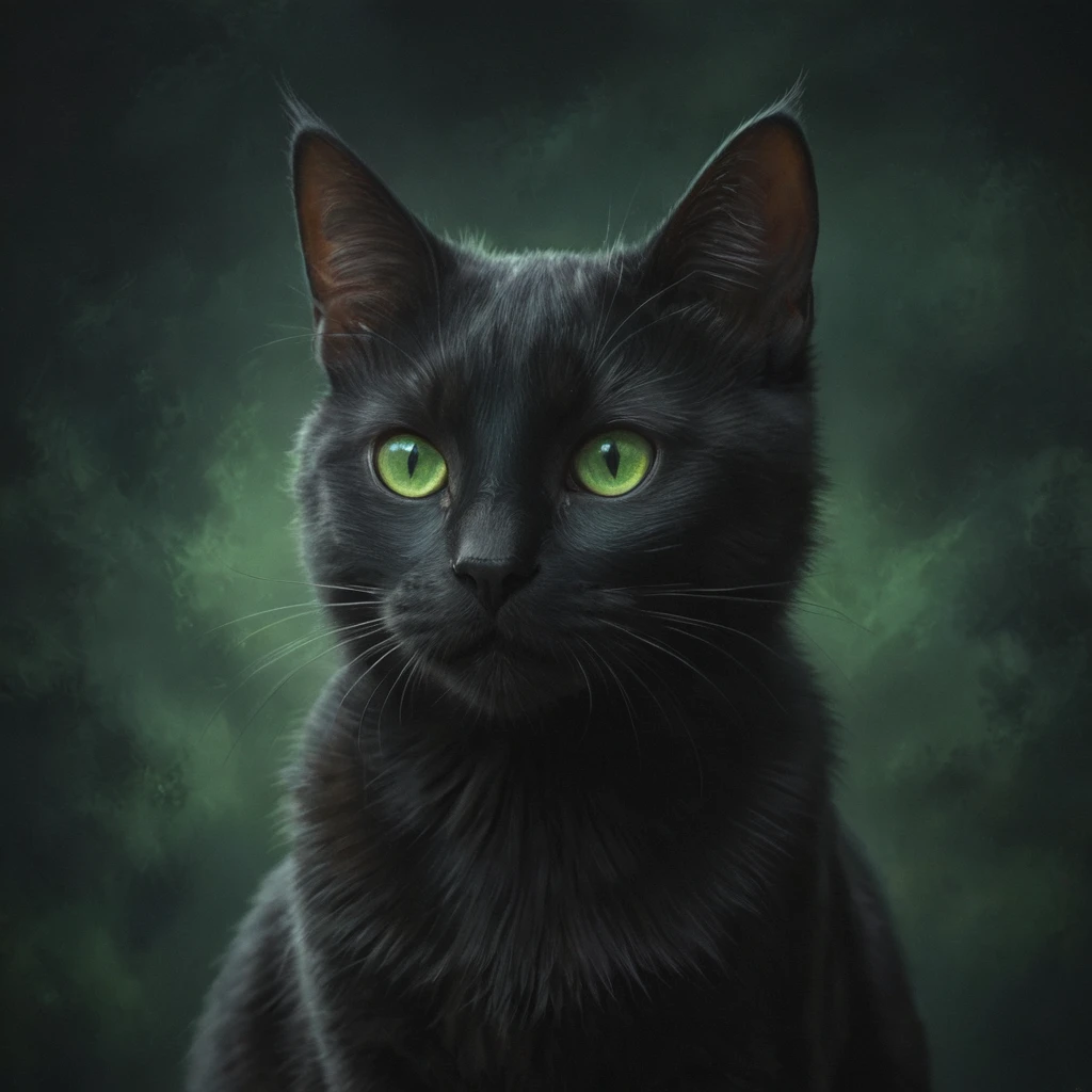 black cat with green eyes against black canvas,

, best quality, digital painting, extremely smooth, harmonious color scheme, 32k, HQ, 4K