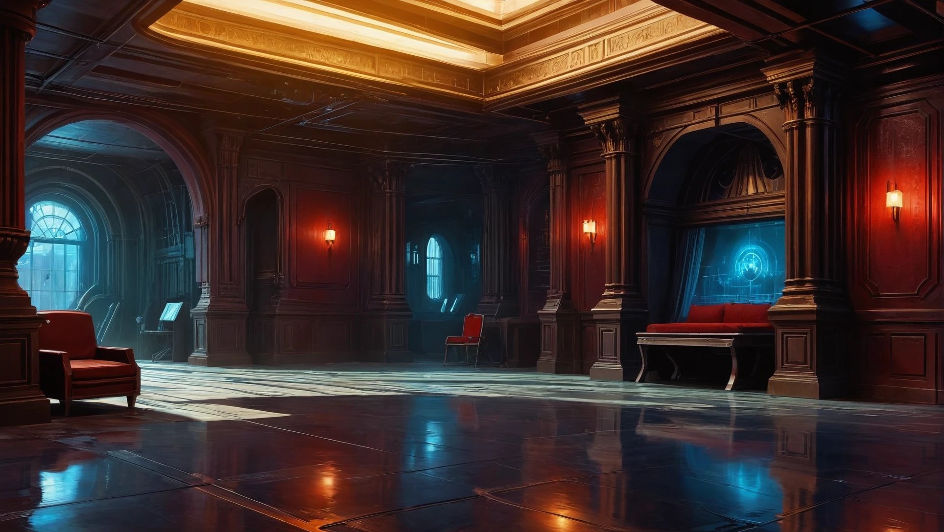 digital painting, scifi city, Lord's and Lady's Chambers \(room\) in a wonderous fantasy metropolis outside of time<lora:EnvyStarlightScifiAesthetic12:1>