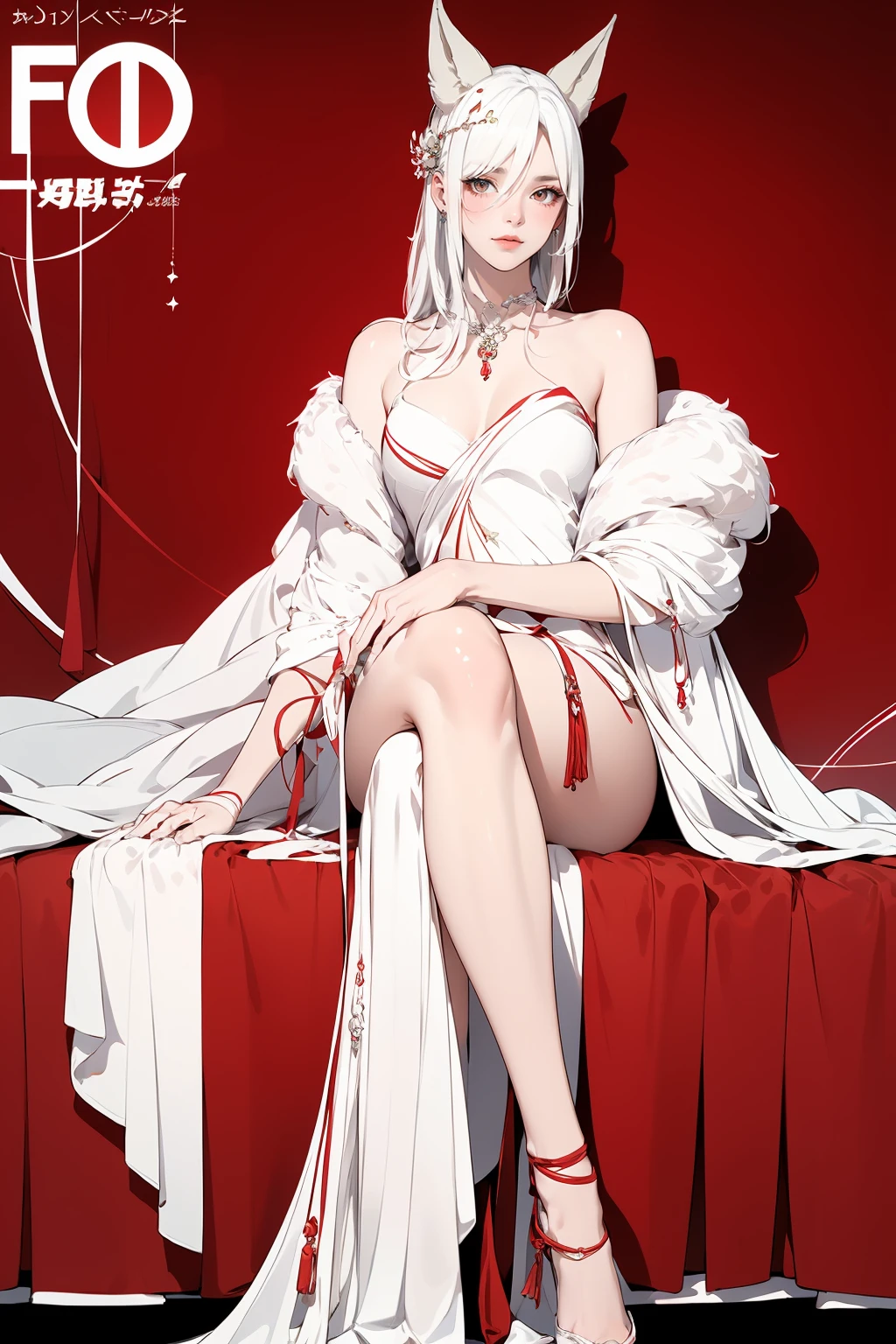 (masterpiece, best quality,masterpiece,illustration,),
red background,very long hair,white hair,solo,sitting,crossed legs,foot focus,
<lora:bailingFOX:1>,bailingFOX,fox ear,white dress,bare shoulders,jewelry,