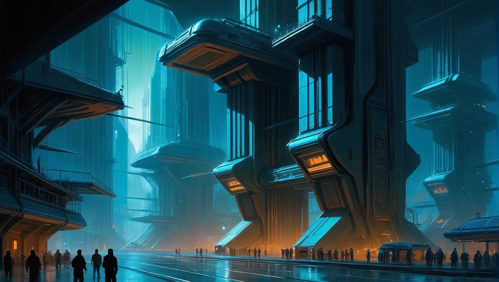 digital painting, scifi city, a great glowing dark color:mediumseagreen scifi vertical megastructure at the beginning of time, masterpiece, by Eddie Mendoza<lora:EnvyStarlightScifiAesthetic11:1>