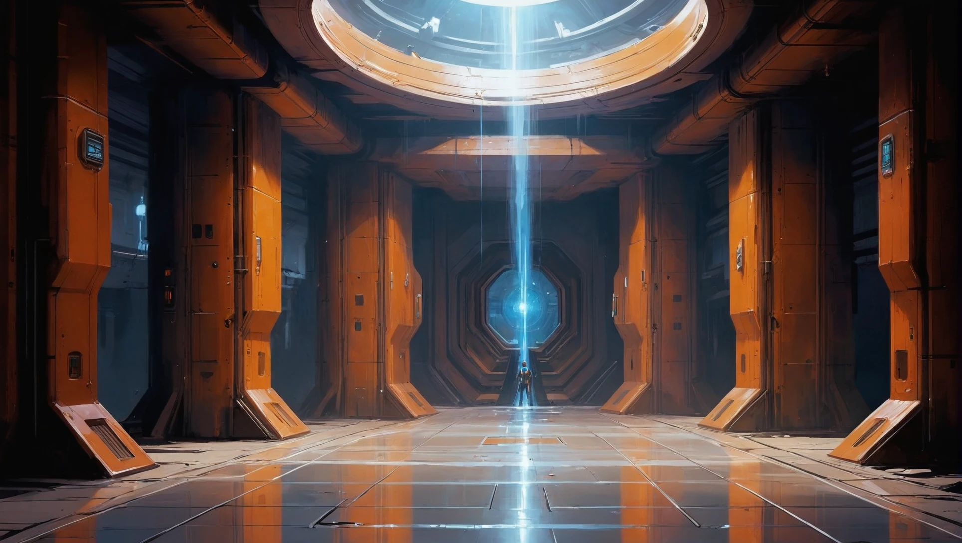 digital painting, scifi city, Teleportation Chamber \(room\) <lora:EnvyStarlightScifiAesthetic09:1>