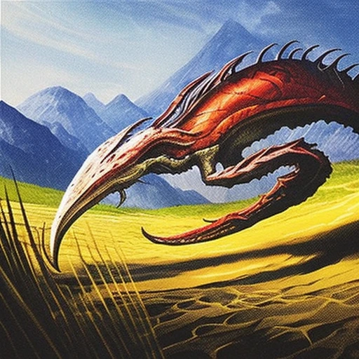 MTG card art, speedy sliver, by John avon, Creature - (sliver:1.3), white, black, red, wbr, (Mardu:1.1), Khans of tarkir, ktk, dash, a fast sliver is speeding through the Mardu (steppe:1.1) landscape, beautiful composition