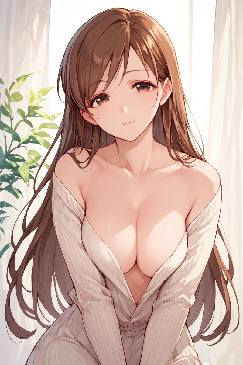 <lora:Nitta_Minami_ForPony-000003:1>nitta minami, 1girl, brown hair, long hair, cleavage, (score_9,score_8_up,score_7_up,score_6_up,score_5_up,score_4_up)