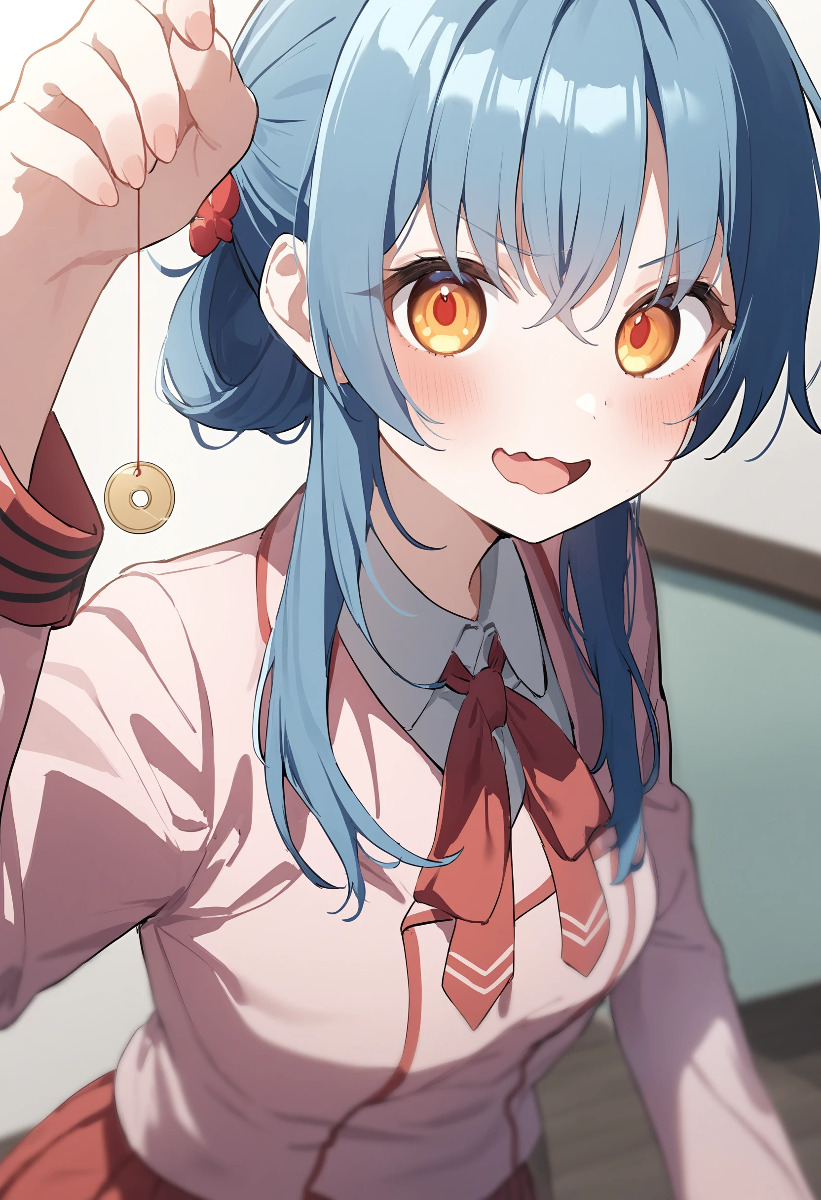 1girl,sincos, ningen mame, toosaka asagi,solo,medium breasts,school uniform,
hypnosis, mind control,looking at viewer, hand up, coin on string, <lora:hypnosis_XL_v1:0.8>
portrait, blue hair, golden eyes,flustered, spiral staircase, open mouth, folded ponytail hair,
best quality, very aesthetic, absurdres