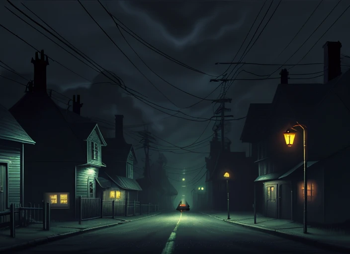 <lora:Lucasarts Artstyle - SD1.5 LoRA - Trigger is lcas artstyle:1> A car ride in a dark spooky alley on Halloween. Lightening in the distance. creepy. lcas artstyle.