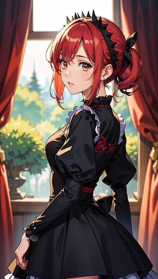 (masterpiece drawning, high quality), (solo:1.1), a digital art of a girl, high detailed gothic dress, (red/white/black), mistery forest, extreme details, (vibrant color), (intricate details)