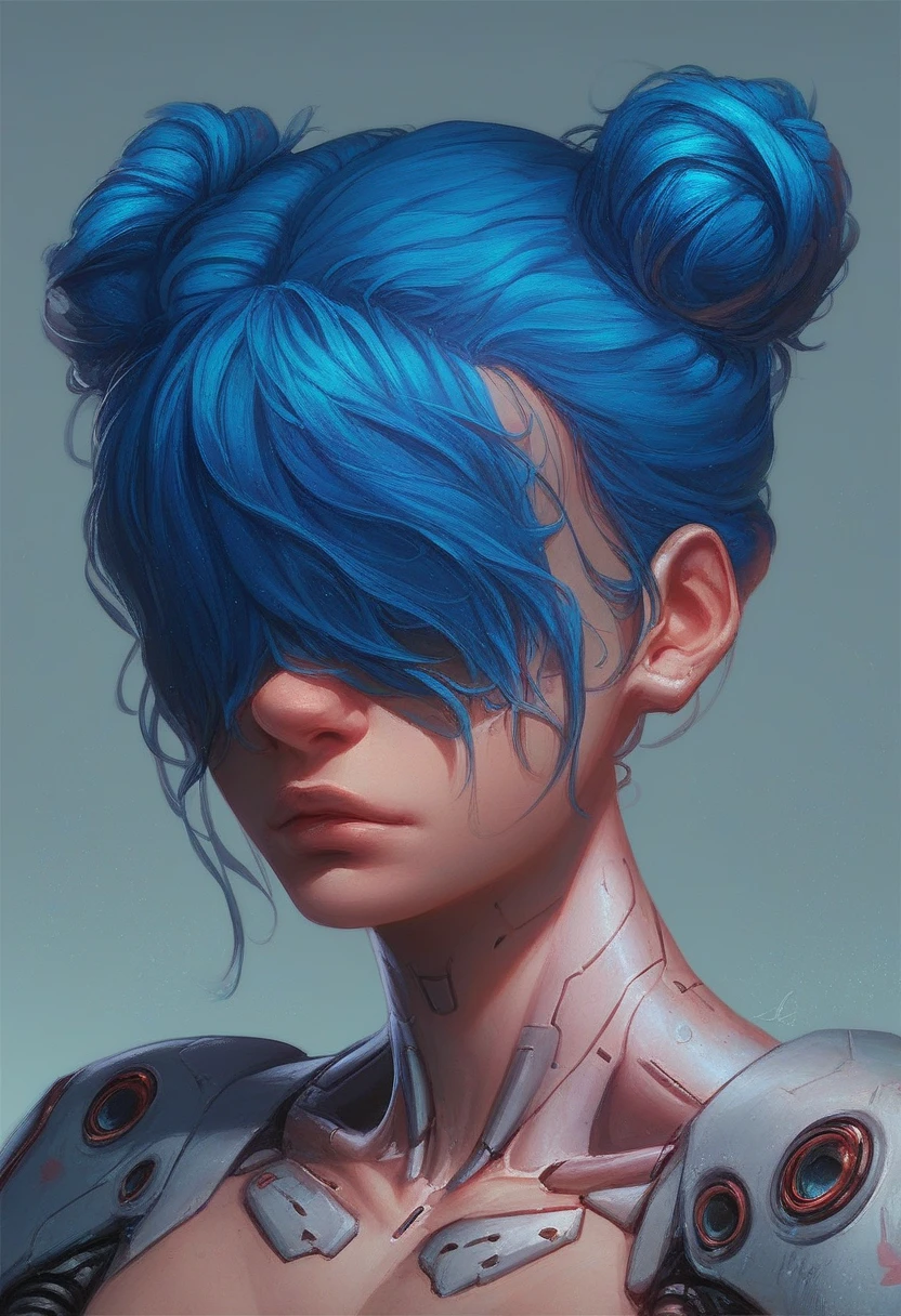score_9, score_8_up, score_7_up,<lora:kyuyong:1> kyuyongeom, 1girl, solo, portrait, cyberpunk white cyborg, hair covering eyes, twin bun hair, blue hair,  ,trending on dribbble, ad, aesthetics, aesthetic, pv,