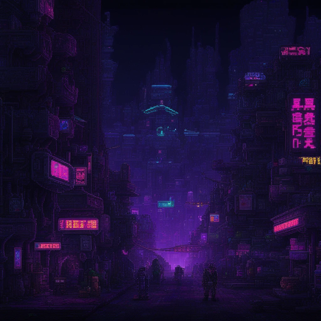 pixel art cyberpunk city