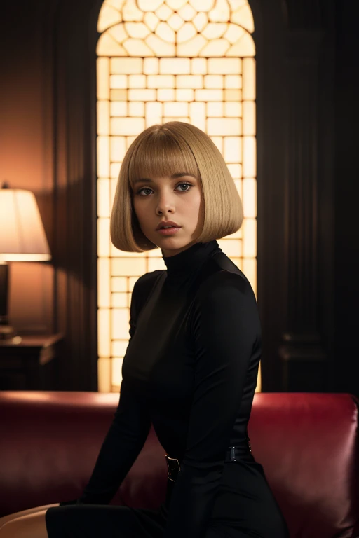 MirD4rTTXV1D,
a beautiful blonde woman sitting in dark black-colored room on a red-colored couch wearing a high neck black column dress, (bob cut with bangs:1.2), (gothic ambience:1.2), (high neck dress:1.2),
(professional photo shooting), (high buget photo), (extremely detailed skin), (flawless skin), (model pose), (highly detailed facial features),
(perfect color grading), (High-quality textures and materials), (perfect setup and environments:1.9), (accurate light and shadow effects), (perfect visual quality),
(natural light), (high quality photography), (intricate details), (8k), (HDR), (sharp focus), (close-up portrait:1.3), (view from side:1.2), (dark atmosphere:1.2)
