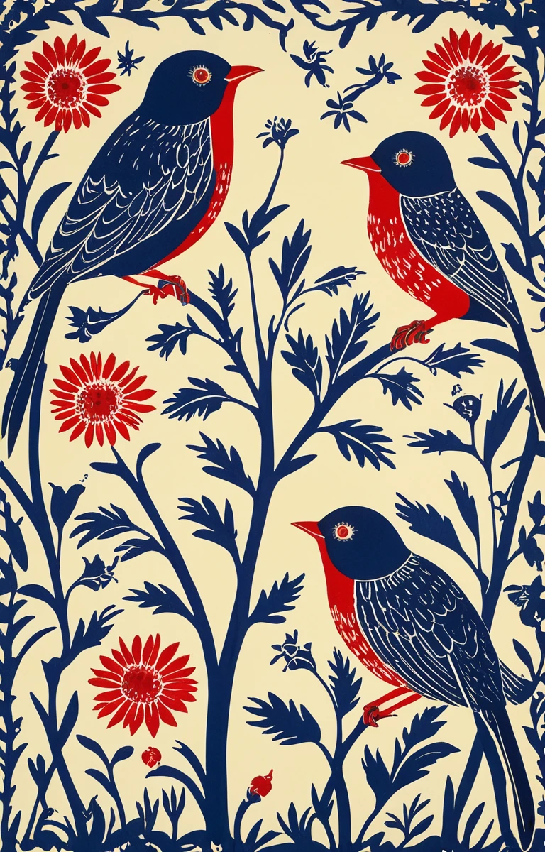 masterpiece,best quality,<lora:tbh151-sdxl:0.8>,illustration,style of Rob Ryan, tile patten