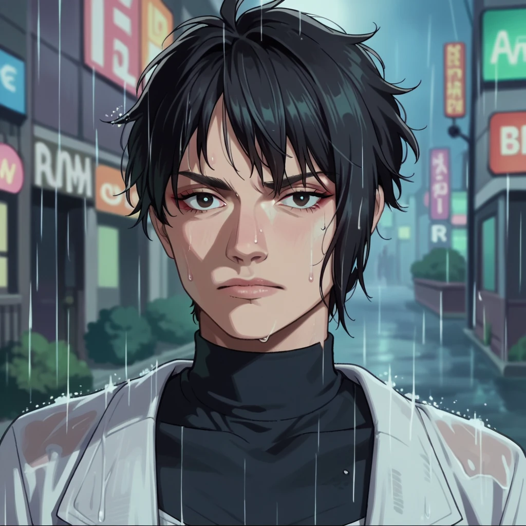 score_9, score_8_up, score_7_up, score_6_up,source_anime, anime 2d, anime screencap,a mysterious assassin woman in night city, neon future bladerunner anime, rainy, face, olxcke, <lora:olcooke_ponyxl_aut_xl_1_st_wicap_merger_74_94_04_06-olxcke:1>
