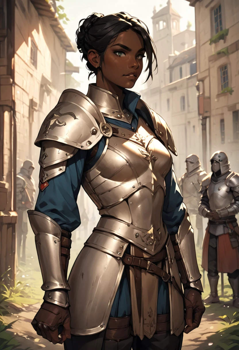 score_9, score_8_up, score_7_up, score_6_up, score_5_up, score_4_up,<lora:OtherStyle_06:0.8>, woman in armor standing in a battlefield,armor,dark skin,medieval,fantasy,solo focus,epic