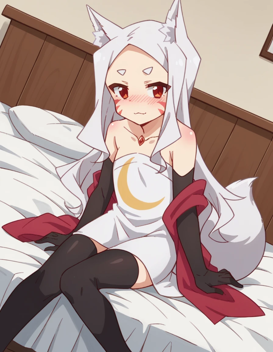 masterpiece, ultra detailed , best quality, girl, scared to sleep alone, looking at viewer ,from above, Eri, NSFW, Perfect Nipples, gorgeous, 8k, white hair, small horn on head, exposed pussy,