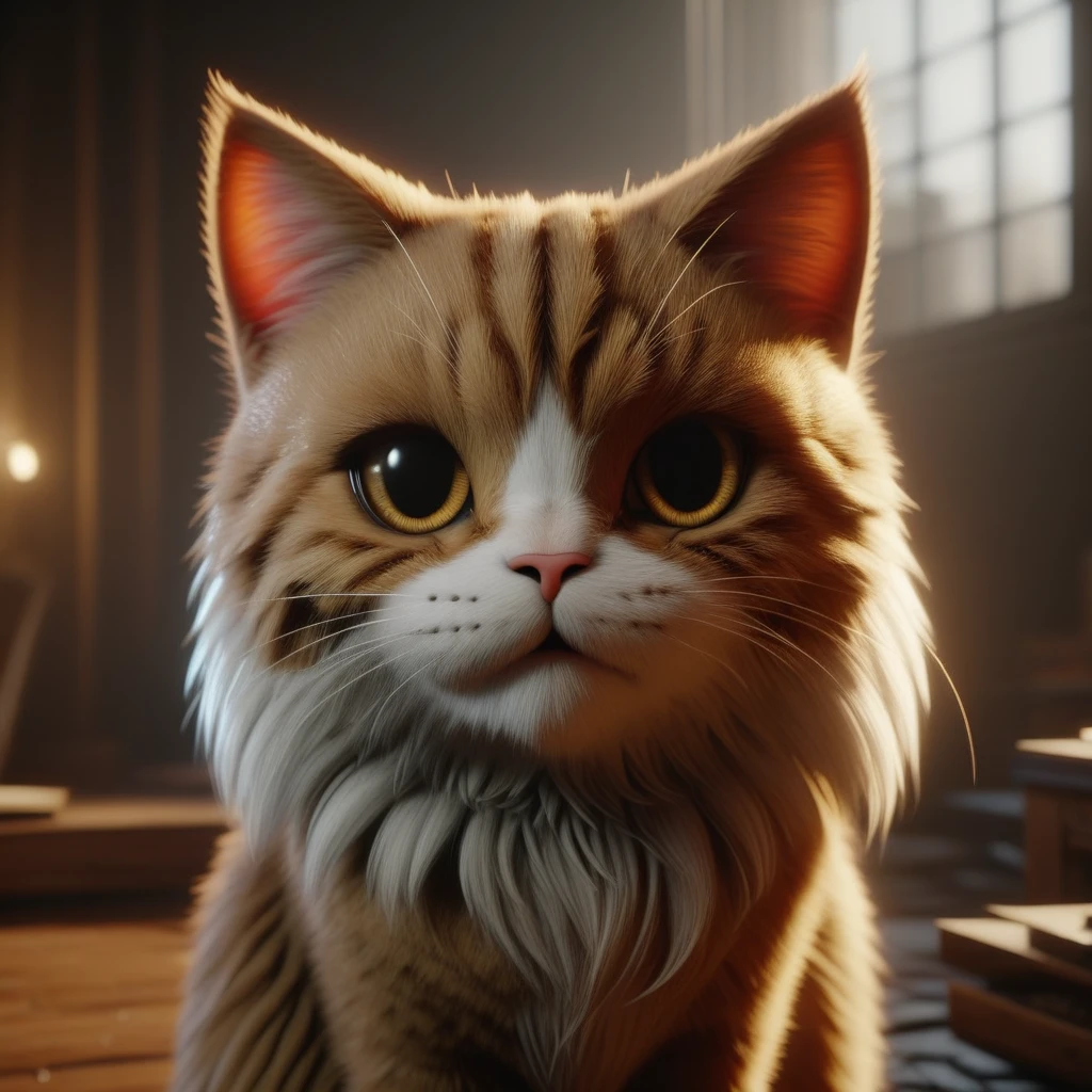 cat, 4k, 8k, hyperrealistic, realistic, High-resolution, unreal engine 5, rtx, 16k, taken on a sony camera, Cinematic, dramatic lighting