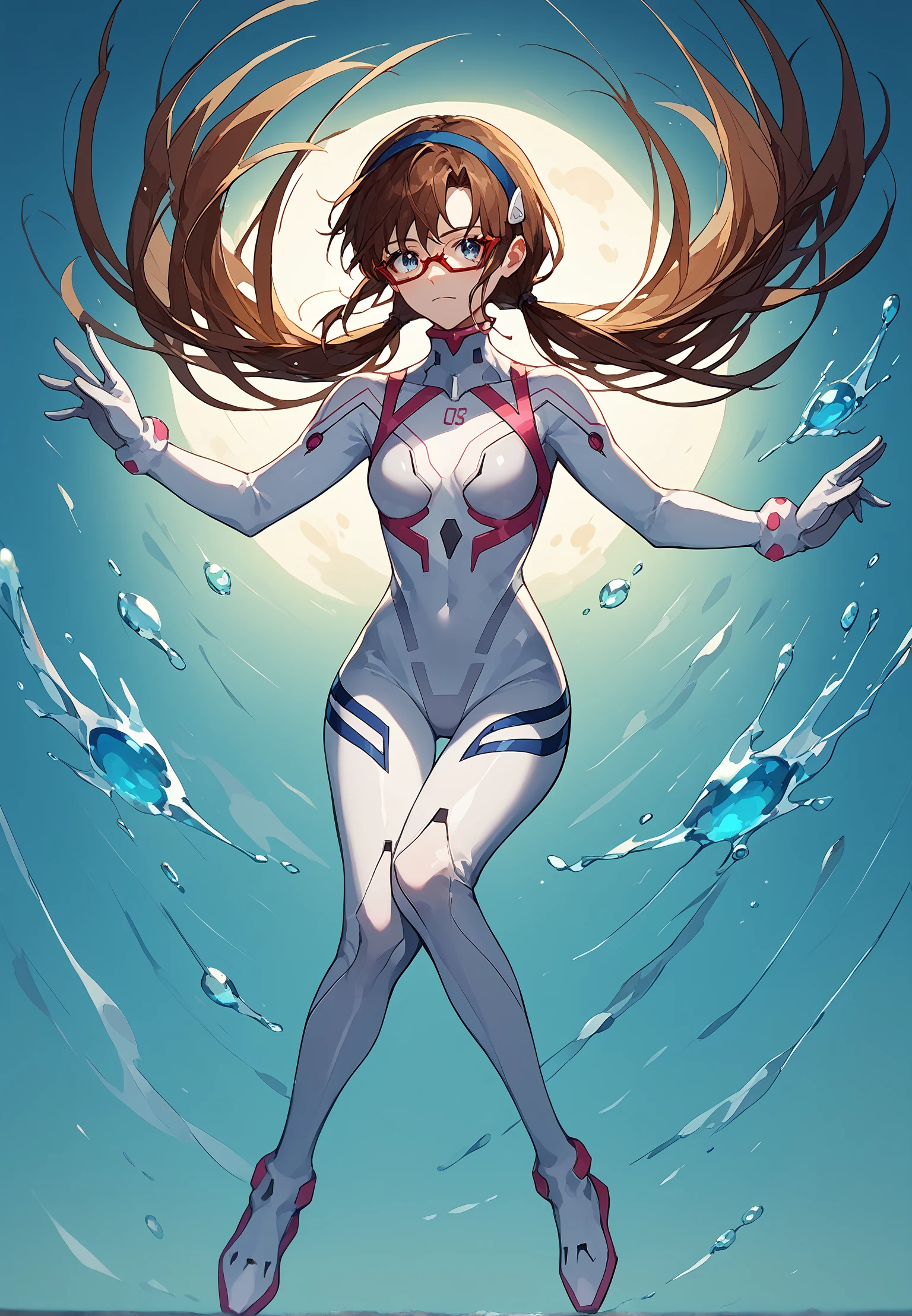 score_9, score_8_up, score_7_up,  <lora:Degen_Mari_White_v1:.9>  gradation composition, fitness
 mari-white, white plugsuit, numbered, hairband, semi-rimless eyewear, low twintails, brown hair,  <lora:abstractDreamwave_v10:0.7>   <lora:falling_pony:.89> best_falling Generate a whirlwind of whimsical colors, with swirling patterns, splashes, and drips that dance and intertwine in a whimsical and chaotic display, blue eyes, full body,