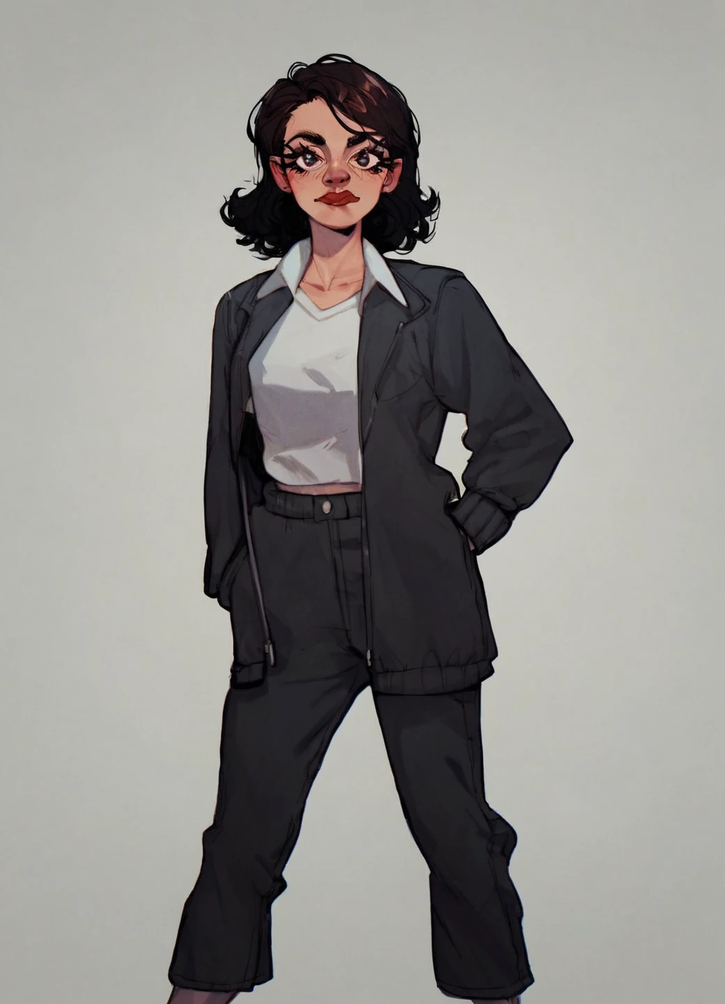 score_9, score_8_up, score_7_up, score_6_up, score_5_up, score_4_up, BREAK <lora:FIPIndustries_Style:1> mandy, perm, long eyelashes, looking at viewer, heavy, full body, business attire, rating_safe, source_cartoon