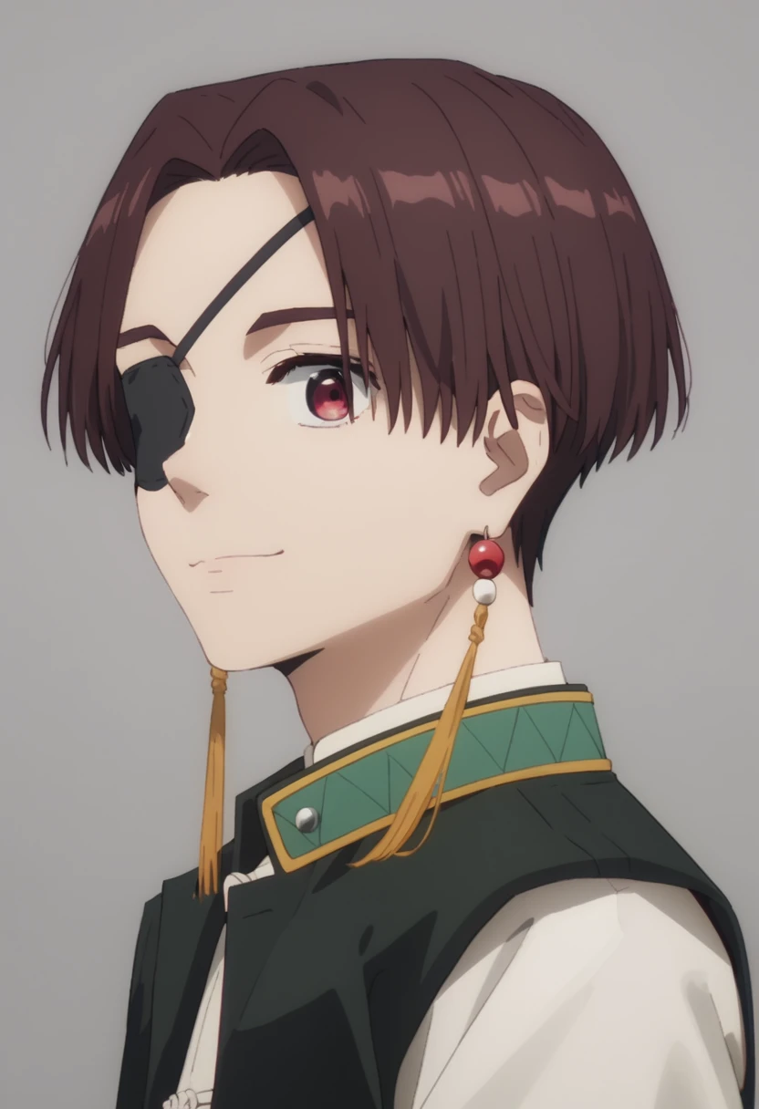 score_9, score_8_up, score_7_up, masterpiece, best quality, amazing quality, best aesthetic, ,absurdres, ,cute, solo,Hayato Suo, brown hair, red eyes, eyepatch, earrings<lora:EMS-371731-EMS:1.000000>