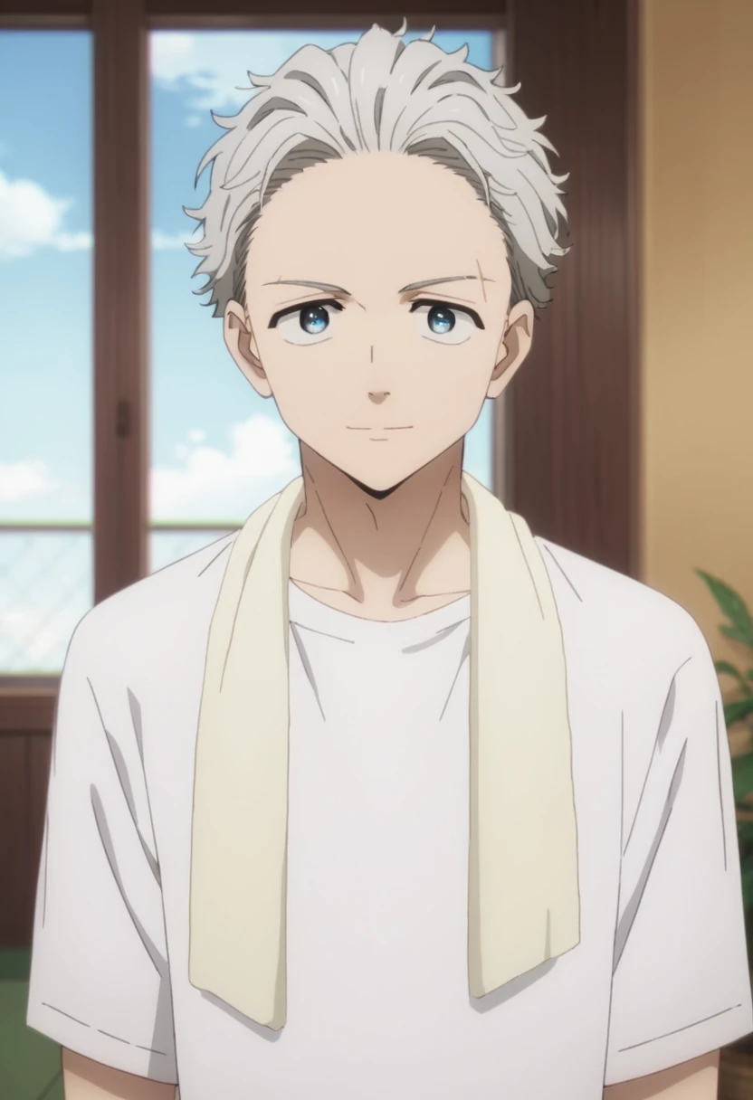 score_9, score_8_up, score_7_up, masterpiece, best quality, amazing quality, best aesthetic, ,absurdres, ,cute, solo,Hajime Umemiya, gray hair, blue eyes<lora:EMS-372207-EMS:1.000000>