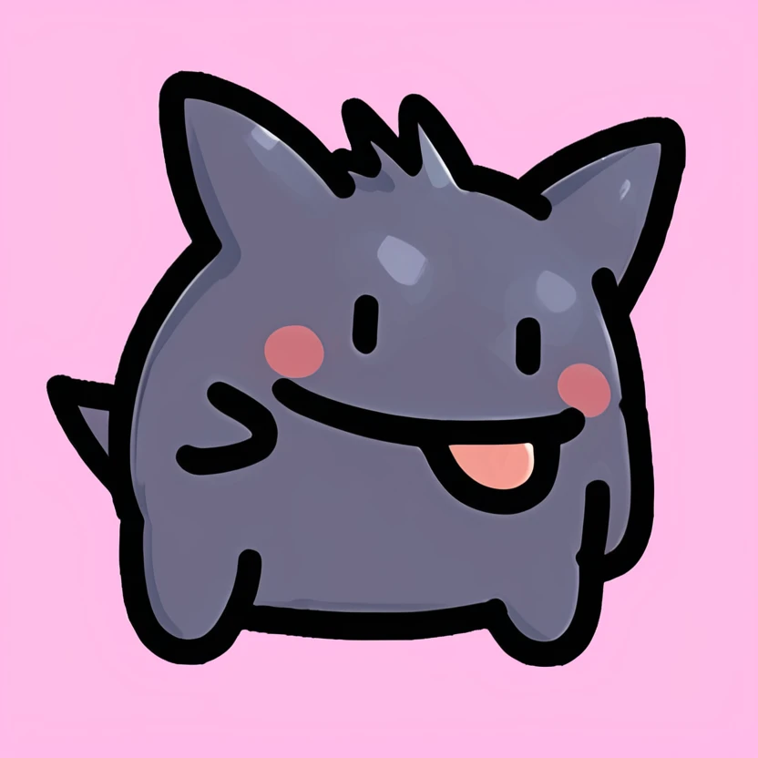 masterpiece,best quality,highly detailed,score_9,score_8_up,score_7_up,score_6_up,source anime,
BREAK
<lora:SimpleOutlinePony1.0:0.8>,outline,blush,(solid oval eyes:1.2),gradient background,
Gengar,motion lines,pink background,smile,tongue,