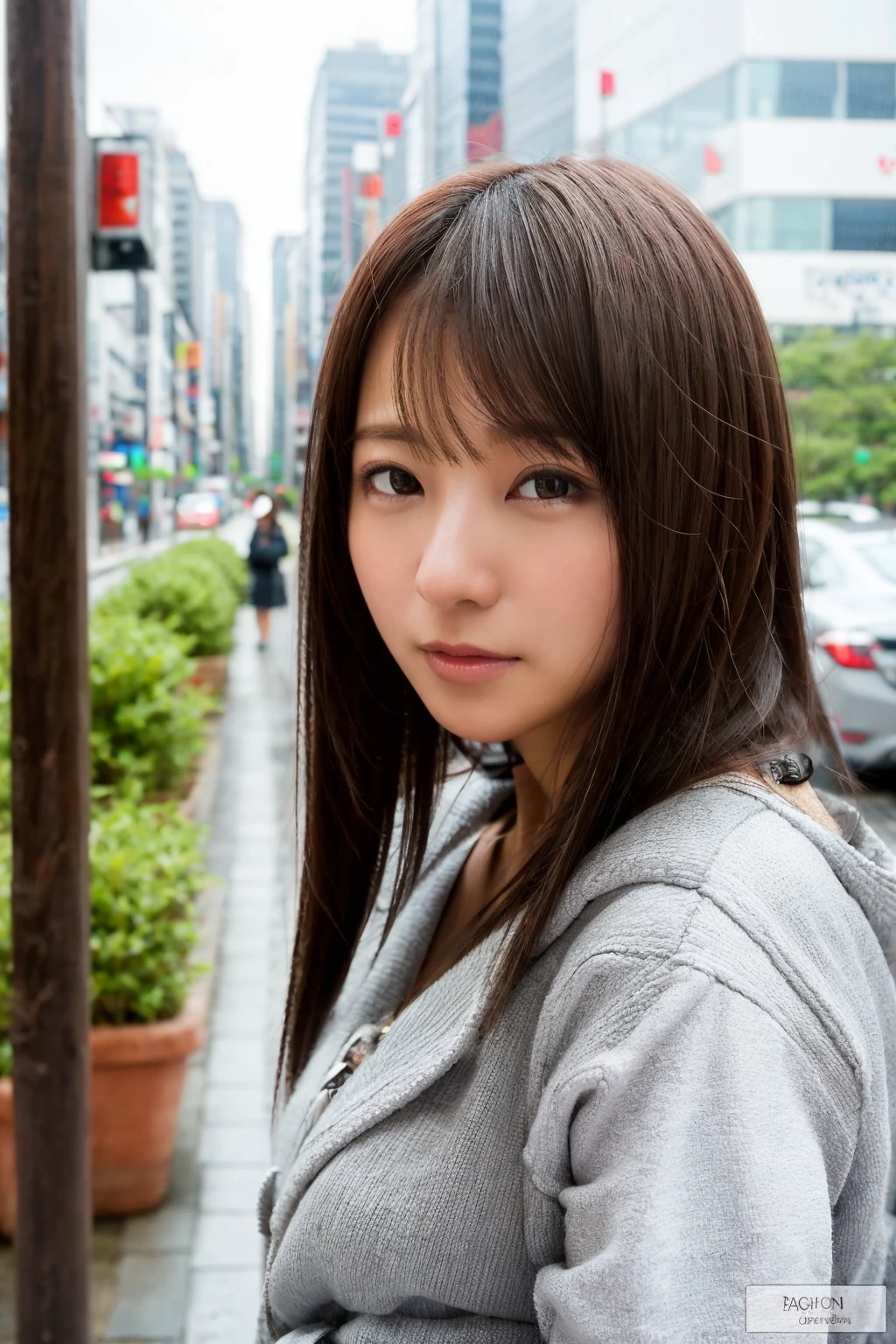 <lora:mion328:0.7>,masterpiece,best quality,1girl,solo,realistic,long hair,photorealistic,ultra detailed,looking to the viewer,upper body,(closeup:1.1),
mion sonoda,city, buildings, skyline, morning, rainy, dynamic, cosmopolitan,