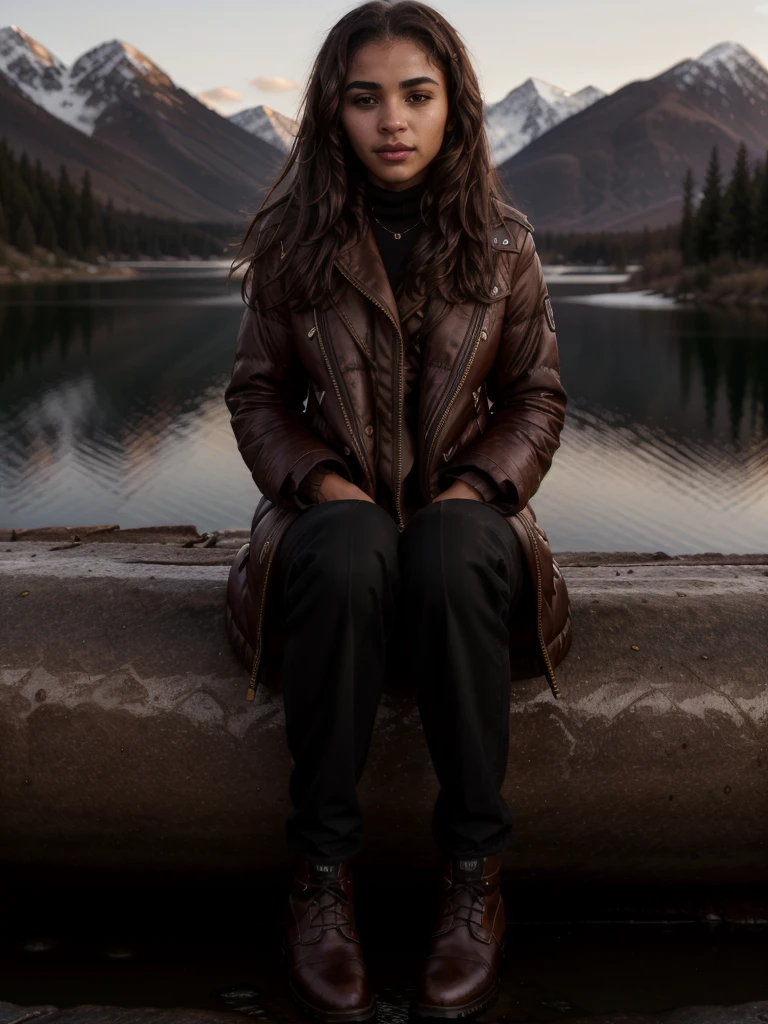 tv_Daisy_Jones_MXAI , sad expression, wearing a winter coat, wearing winter pants, wearing winter boots, sitting on a rock by a frozen mountain lake, midnight, moonlight, shot from the side, PA7_Portrait-FL, (((Ultra-HD-details, Ultra-HD-detailed, Ultra-HD-realistic, Ultra-HD-photo-same-realistic-quality-details))), 8k uhd, dslr, soft lighting, high quality, film grain, Fujifilm XT3