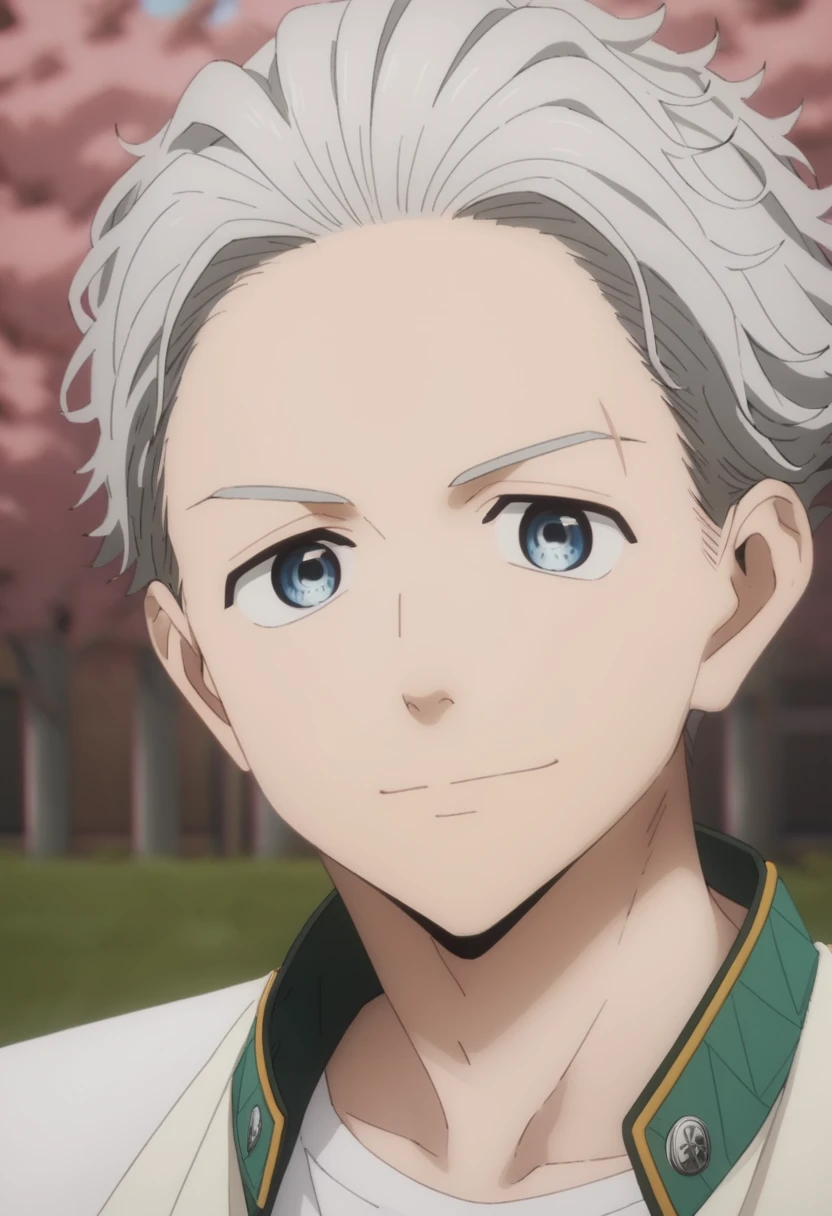 score_9, score_8_up, score_7_up, masterpiece, best quality, amazing quality, best aesthetic, ,absurdres, ,cute, solo,Hajime Umemiya, gray hair, blue eyes<lora:EMS-372207-EMS:1.000000>