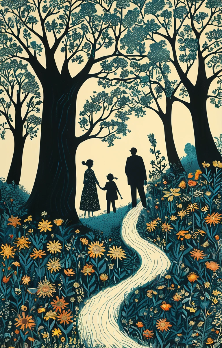 masterpiece,best quality,<lora:tbh151-sdxl:0.8>,illustration,style of Rob Ryan, portrait of family