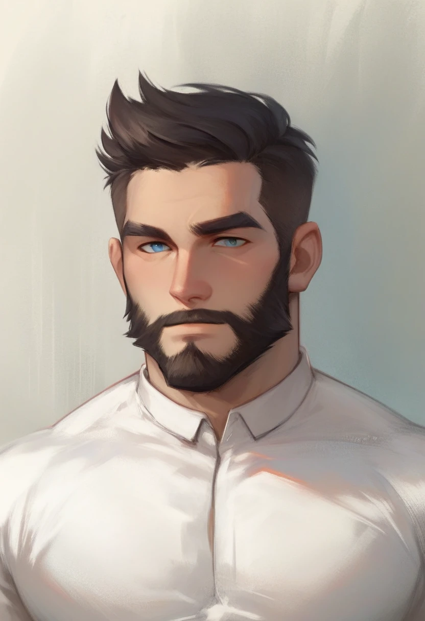<lora:wodeipoi:1> score_9, wodeipoi, 1boy, solo, portrait, black slick back hair, beard, white shirt, looking at viewer,