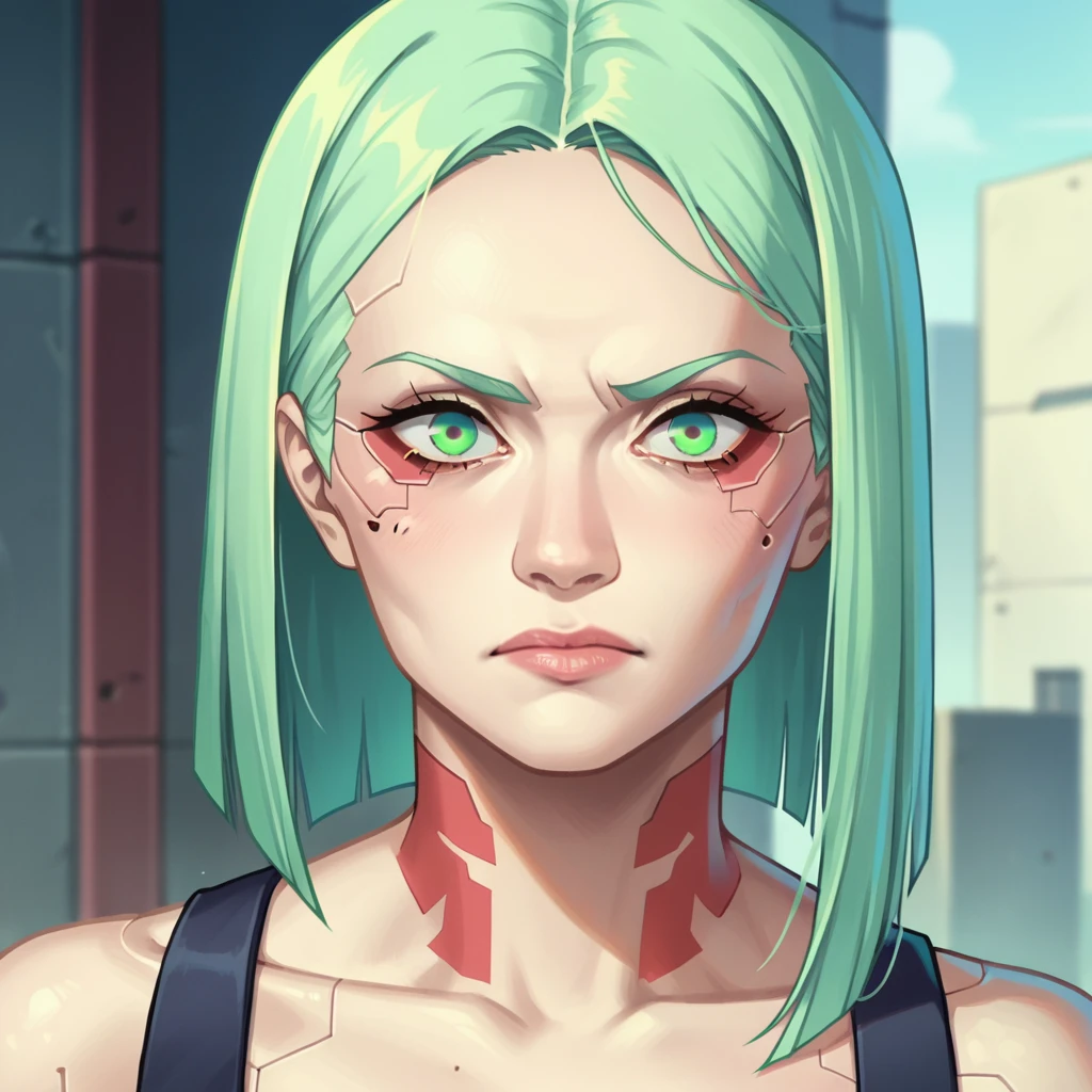 score_9, score_8_up, score_7_up,source_anime, anime 2d, anime screencap, a cyberpunk edgerunners woman with a futuristic katana, with blonde hair and green eyes, face, olxcke, <lora:olcooke_ponyxl_aut_xl_1_st_wicap_merger_74_94_04_06-olxcke:1>