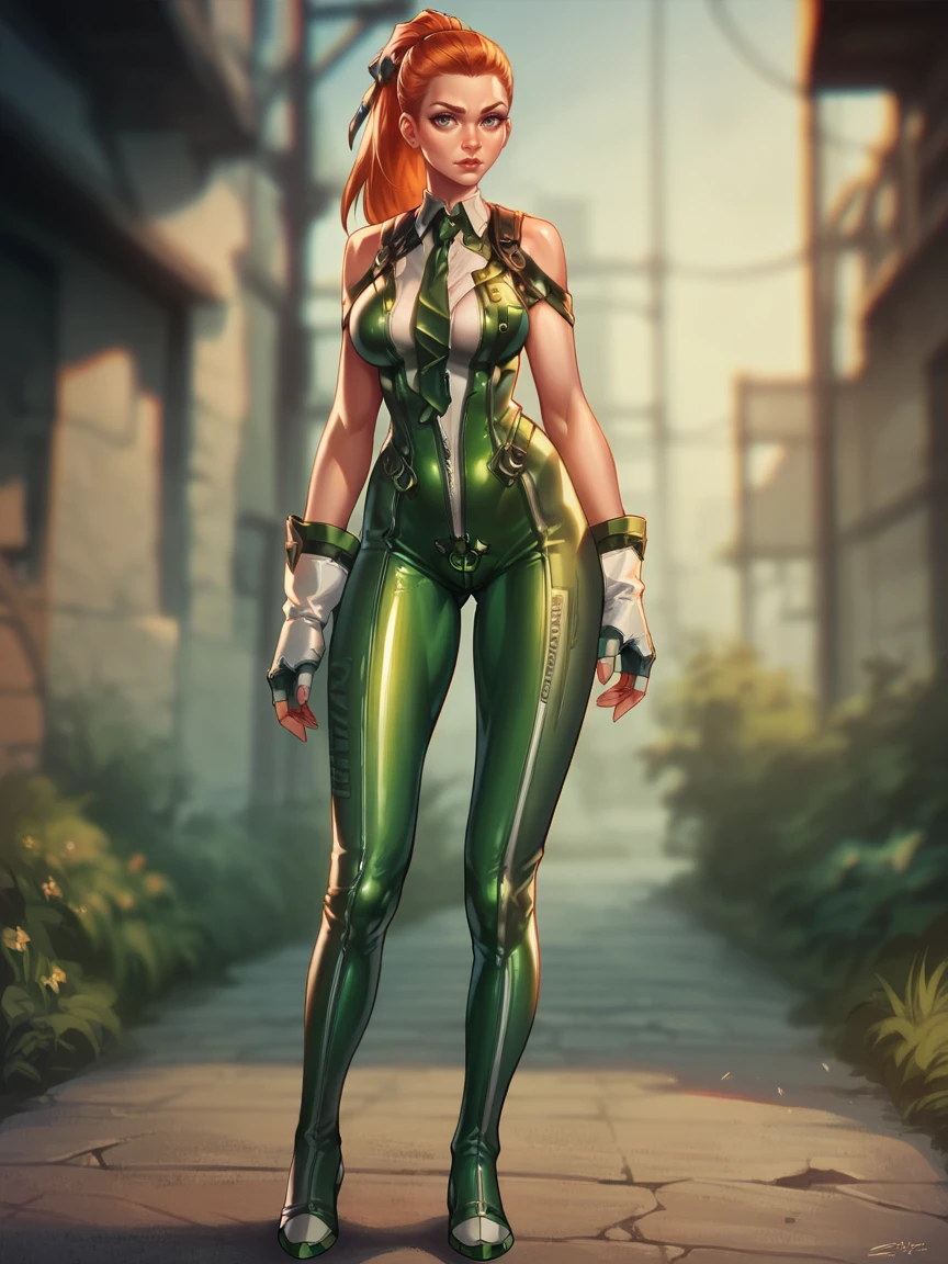 score_9, score_8_up, score_7_up, score_6_up, detailed, 1girl, <lora:st3ll4rb1XLP:0.9> bodysuit, st3ll4rb1, fingerless gloves, ginger, grey eyes, large breasts, full body, gloves