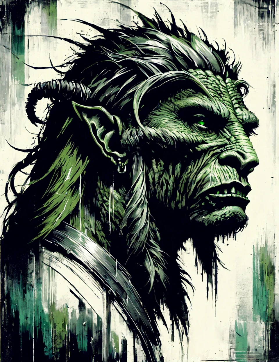 masterpiece illustration, detailed,DonMB14ckB377y sagegreen windy orc hematite <lora:DonMB14ckB377y:1>