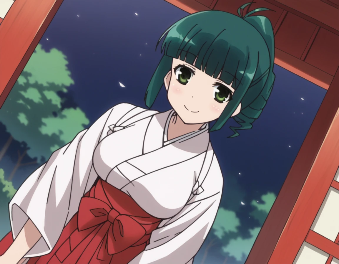 score_9, score_8_up, score_7_up, source_anime,
harutakimi, <lora:haru-takimi-s2-ponyxl-lora-nochekaiser:1>,
haru takimi, bangs, green eyes, ponytail, green hair, blunt bangs,
skirt, japanese clothes, hakama, hakama skirt, miko, red hakama,
outdoors, shrine, bent over, smile,
cowboy shot, looking at viewer, solo, dutch angle,
