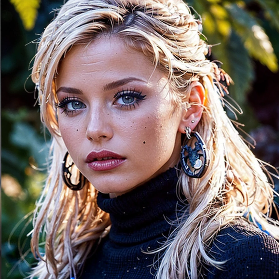 RAW photo, (masterpiece:1.3), subsurface scattering, heavy shadow, (high quality:1.4), (intricate, high detail:1.2), professional photography, HDR, High Dynamic Range, realistic, ultra realistic, photorealistic, high resolution, film photography, ambient lighting, atmospheric effects, <lora:detail_slider_v4:2>, OverallDetail,  ChloeJ, <lora:ChloeJ:1>, earrings, makeup, turtleneck pullover, portrait shot, epiCPhoto