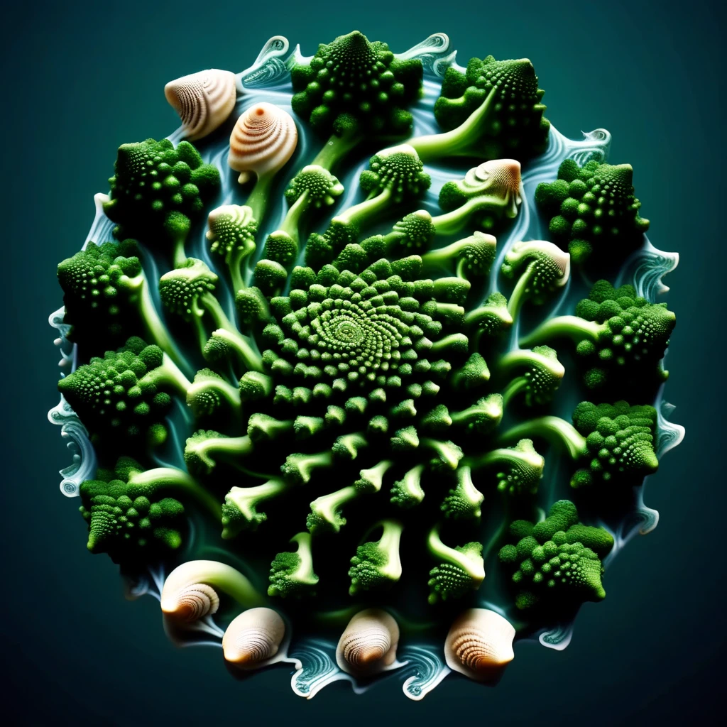 spiral arms, broccoli, River, technology, buildings, seashell
