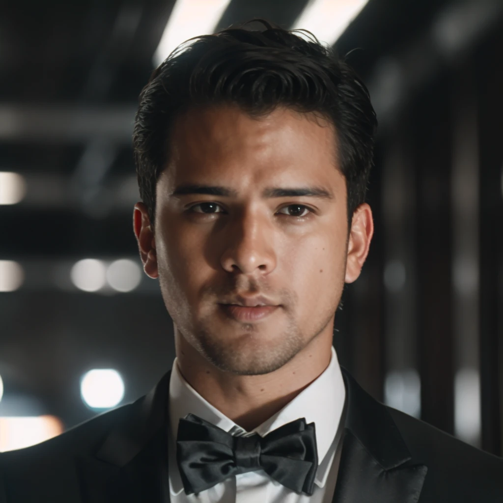 DLSR photo of andresmercado person using a tuxedo, face portrait, in blade runner, daylight, professional photography, high resolution, detailed photo, RAW, still film, f/16, uhd, hdr, 4k  <lora:andresmercado_37800:1>