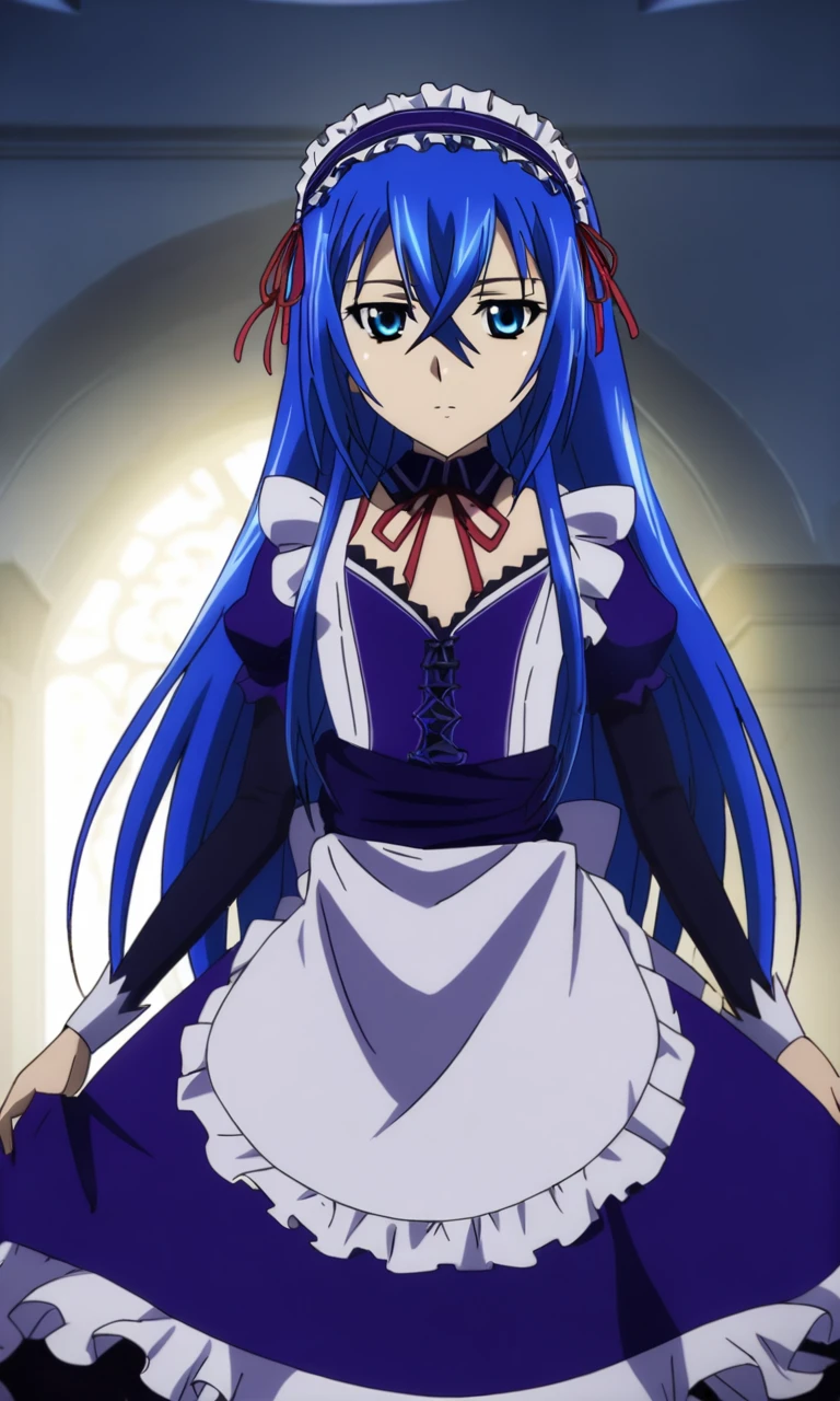 astarte\(strike the blood\),1girl,blue eyes,blue hair,straight hair,hair between eyes,long hair,flat chested,maid dress,red ribbon,apron, astarte\(strike the blood\),1girl,blue eyes,blue hair,straight hair,hair between eyes,long hair,flat chested,maid dress,red ribbon,apron, highly detailed, attractive, divine, dramatic light, sharp focus, romantic, cinematic, background, grilled, extremely intricate, elegant, generous, creative, inspiring, thought