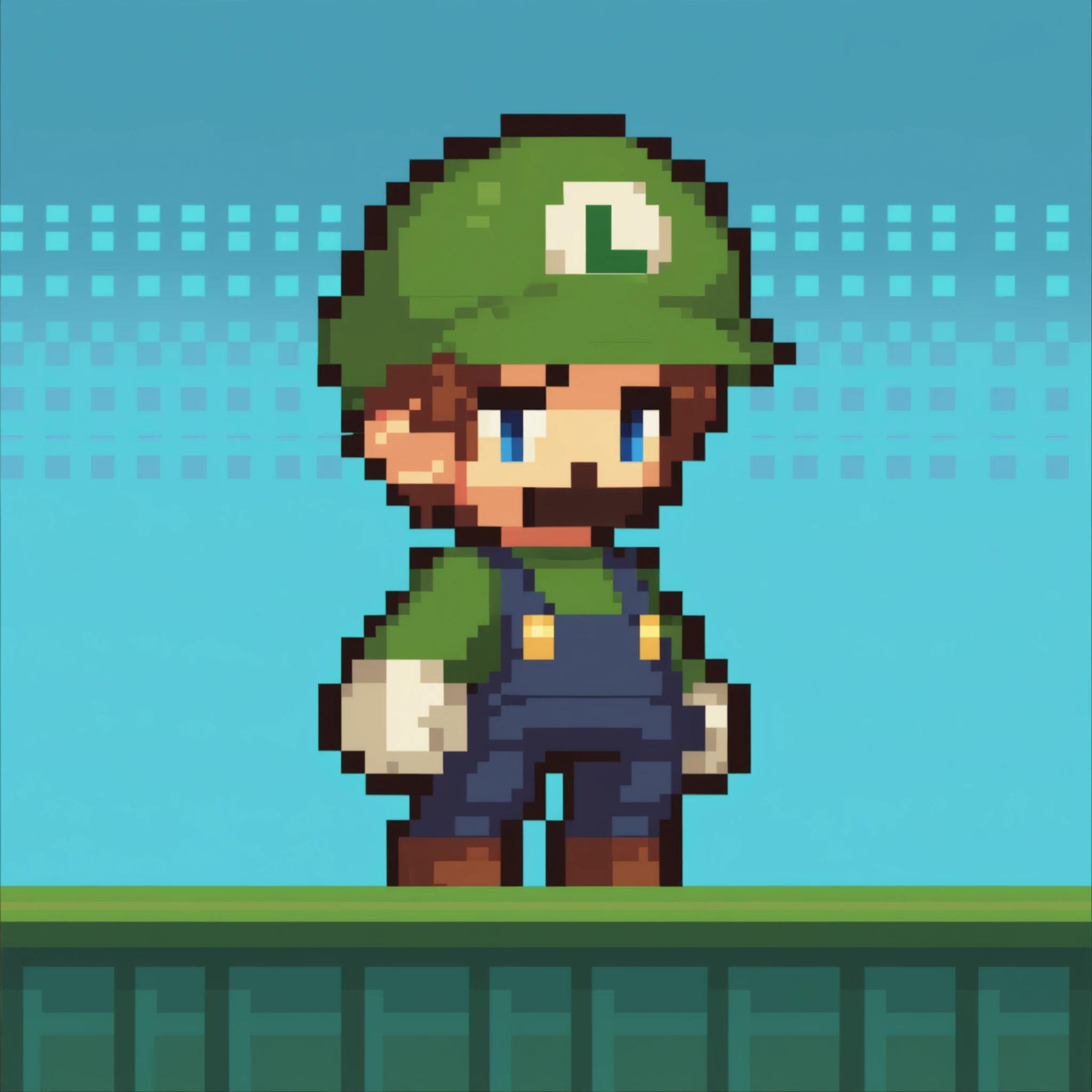 score_9, score_8_up, score_7_up, source_anime, 1boy, chibi, pixel art, full body, <lora:ChibiPixelArtV2_XLPD:1>, <lora:Luigi_XLPD:1> Incrsluigi, luigi, green headwear, blue overalls, white gloves, long sleeves