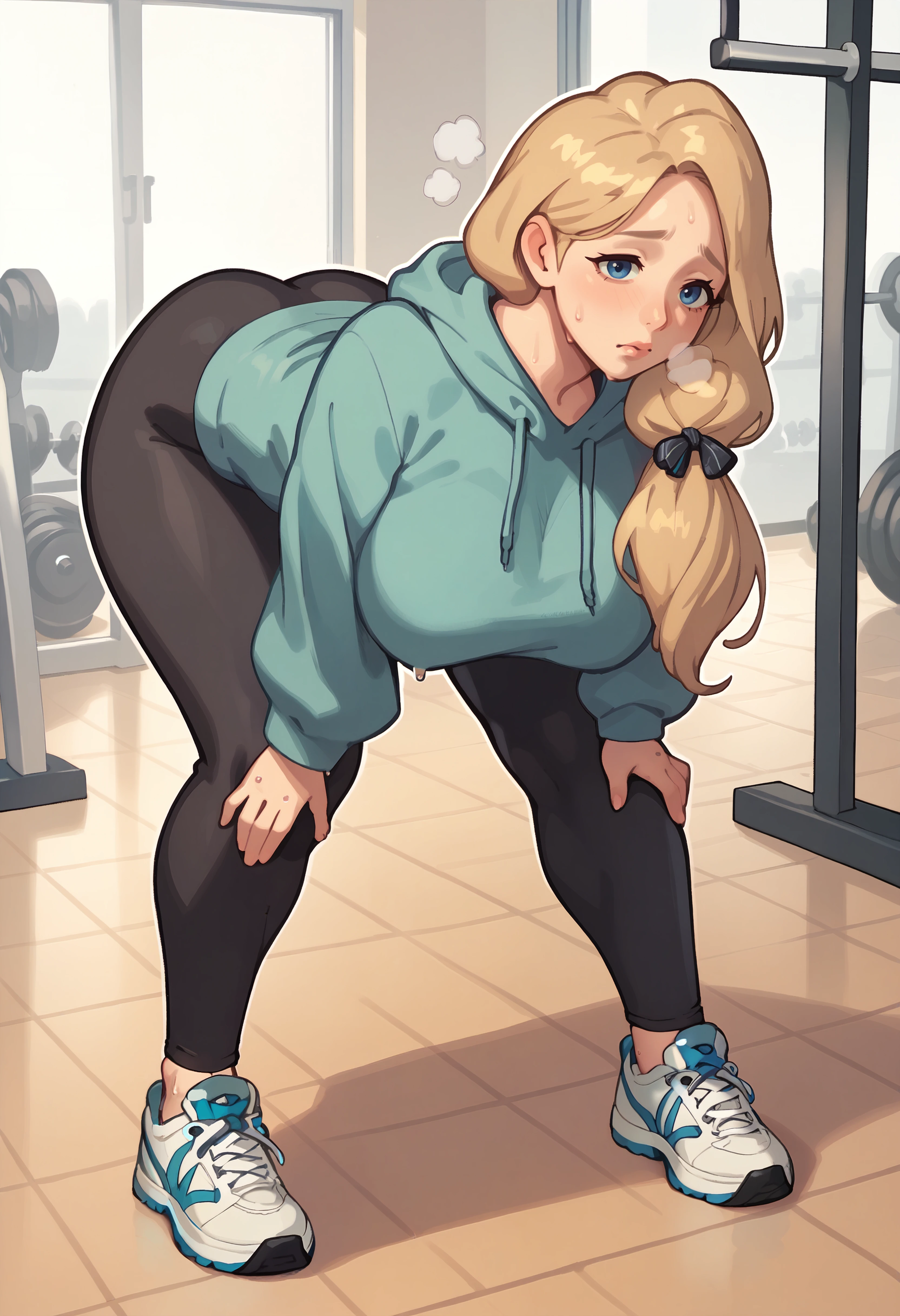 score_9, score_8_up, score_7_up, score_6_up BREAK solo,in gym,milf,exhausted,full body,hoodie,leggings,sneakers,bent over,hands on knees,heavy breathing,sweat, defMercie, blue eyes, low-tied long hair, hair over shoulder <lora:mercedes-pdxl-nvwls-v1:0.8>