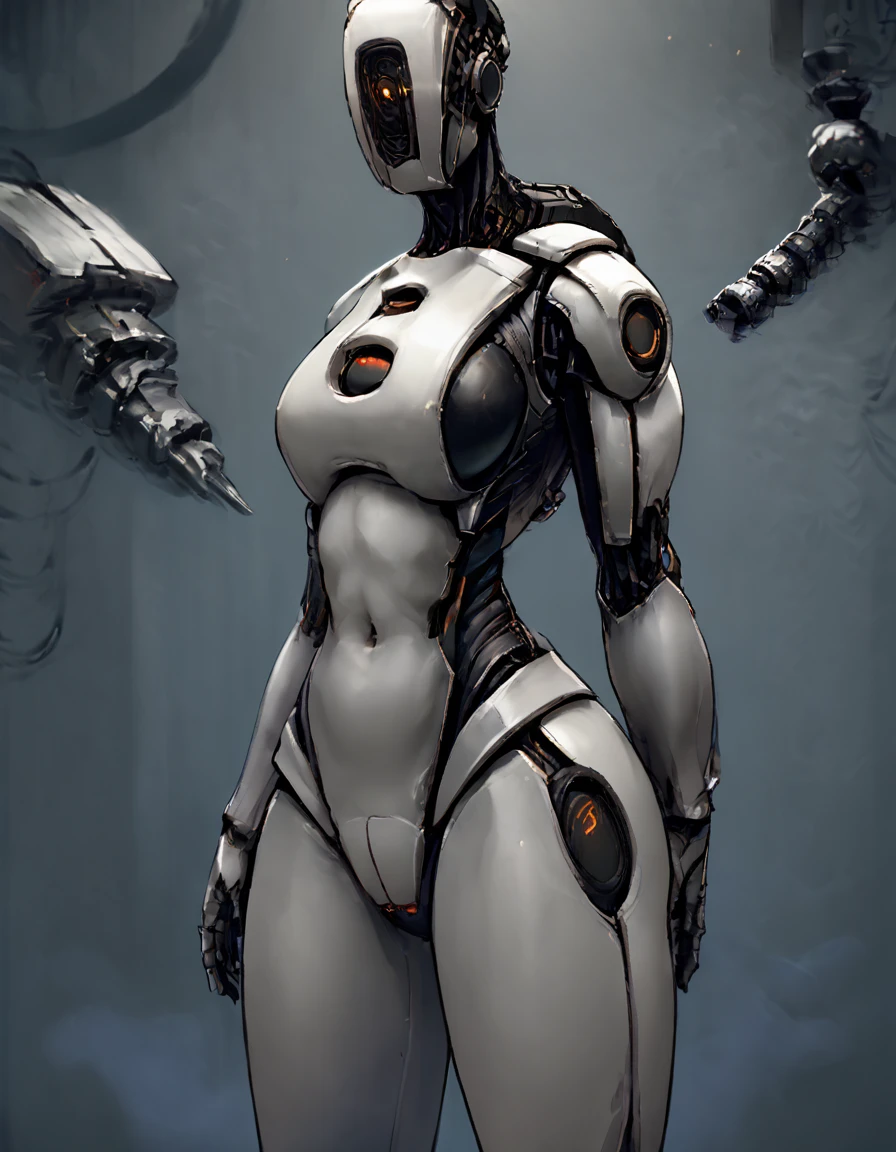 score_9, score_8_up, score_7_up, score_6_up, score_5_up, score_4_up, source_anime, , Glados, standing, mechanical parts, humandoid robot