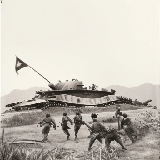 victory war, vietnamese army, vietnamese flag, tank, bac Ho, intense, , war 1975 in vietnam, tactic, battle