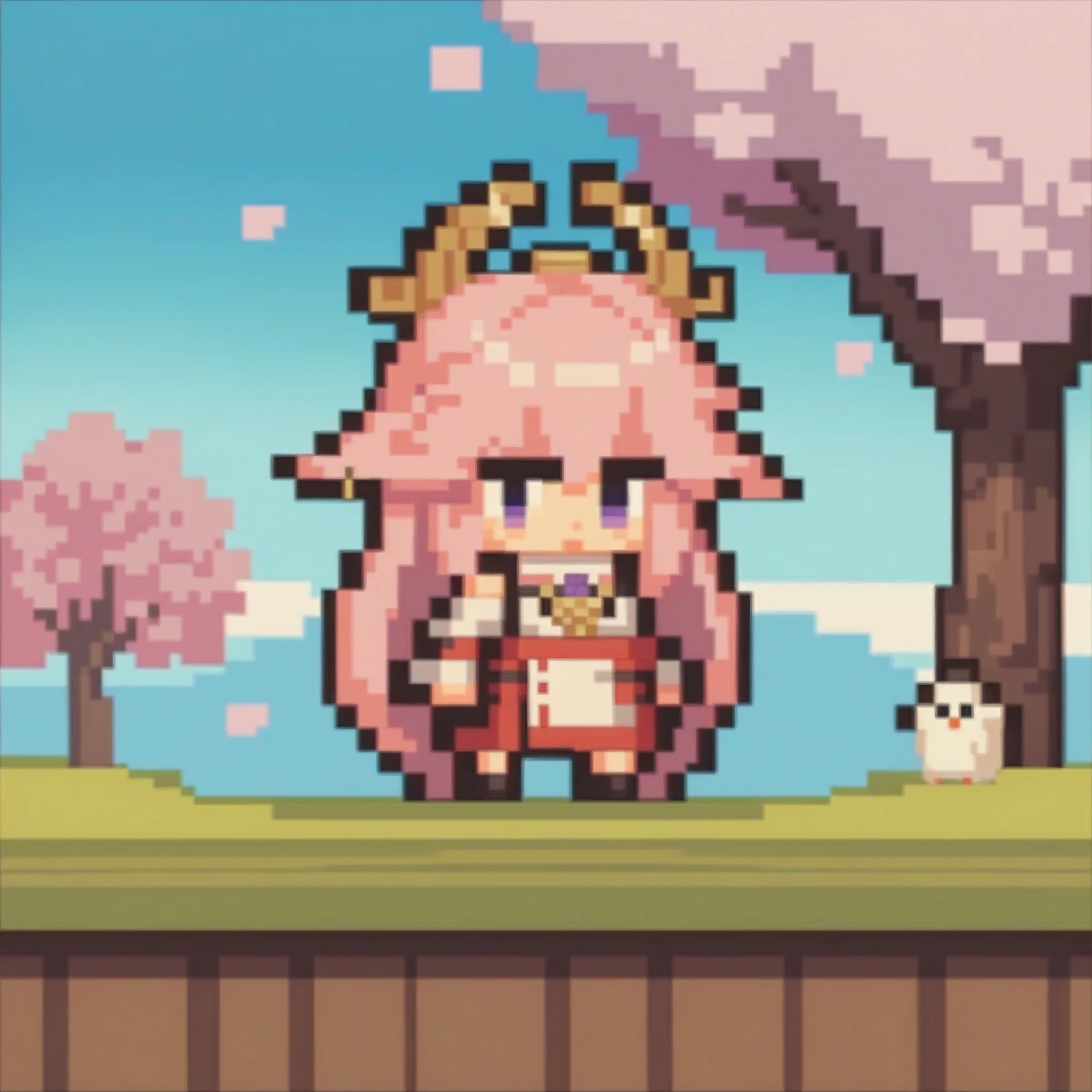 score_9, score_8_up, score_7_up, source_anime, 1girl, chibi, pixel art, full body, yae miko, <lora:ChibiPixelArt_XLPD:1>, cherry blossoms, tree,