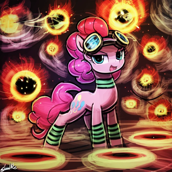 safe, solo, pinkie pie, pony, mare, fusion reactor, goggles, artist:lumineko, artist:selenophile