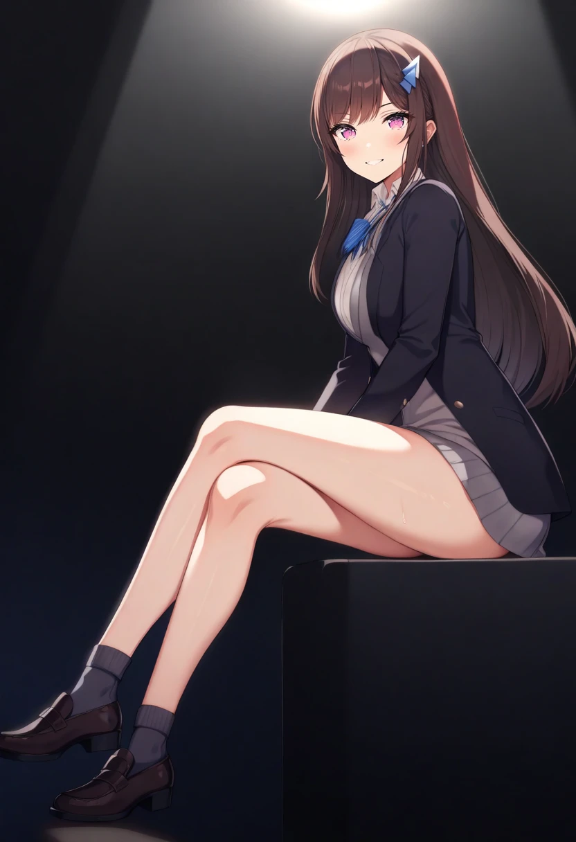 1 girl,cocoa,<lora:Cocoa:1>,sitting,looking at viewer,smile,crossed legs,from side,
indoor,night,studio,detailed background,
shiny skin,very sweaty,
full body,shoes,, (dramatic light:1.5),masterpiece,best quality,very aesthetic,explit,nsfw,absurdres,incredibly absurdres,<lora:add_detail:1>,<lora:- SDXL - vanta-black_contrast_V3.0:0.4>,