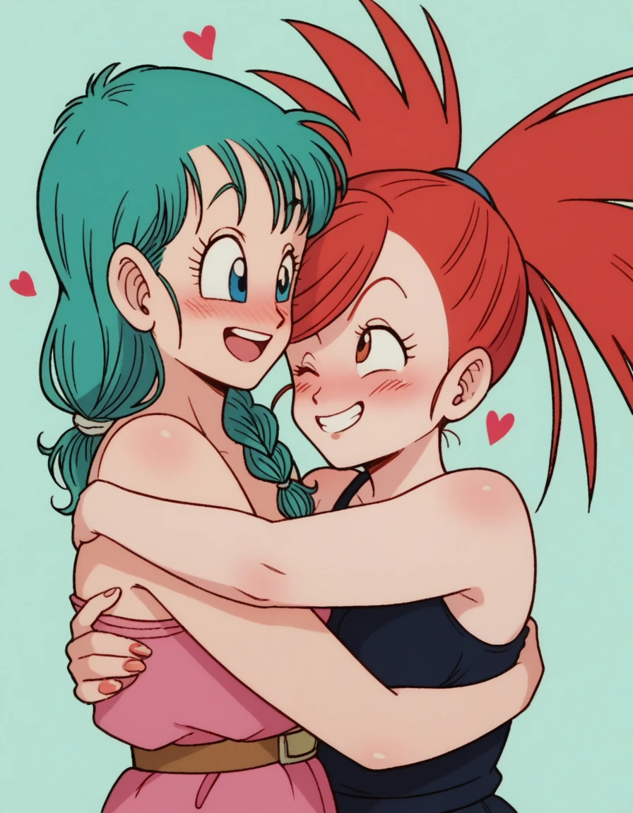 zPDXL, score_9, score_8_up, score_7_up, source_anime, <lora:EarlyAkira-20:0.8> drgbls1, 2girls, happy, hugging, looking at another, yuri, cute, adorable, blush, heart, bulma, blue eyes, blue hair, hair slicked back, braided ponytail , BREAK
zPDXL, score_9, score_8_up, score_7_up, source_anime, drgbls1, 2girls, happy, hugging, looking at another, yuri, cute, adorable, blush, heart, Pokemon, Flannery, red hair, medium breasts, long hair,