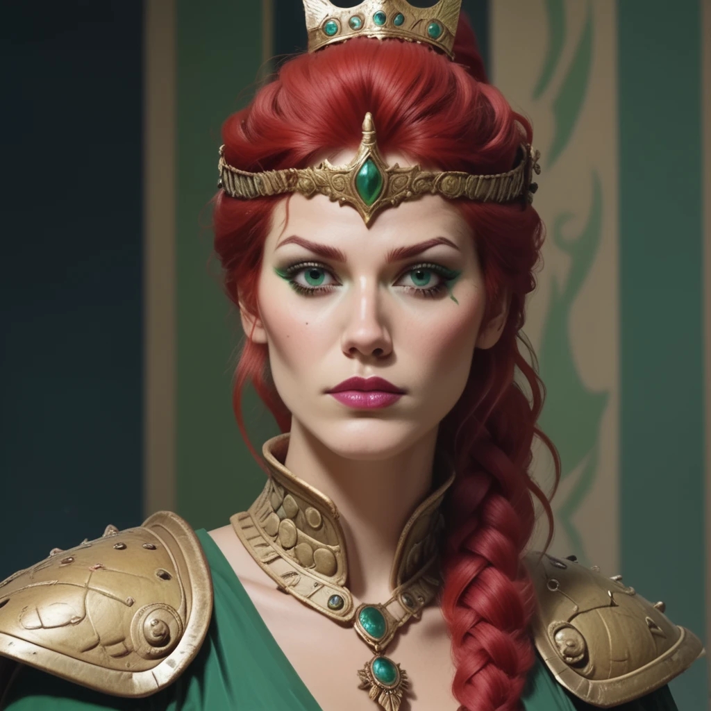 score_9, score_8_up, score_8, (masterpiece, best quality, highly detailed, realistic), source_western, 2.5d,  screencap, cinematic lighting, portrait of javril as Boudicca , green meadow background, wielding a spear, Celtic warrior queen, long  red hair, green eyes, facing the viewer, very close up
<lora:Jane_Avril_Pony:.7>