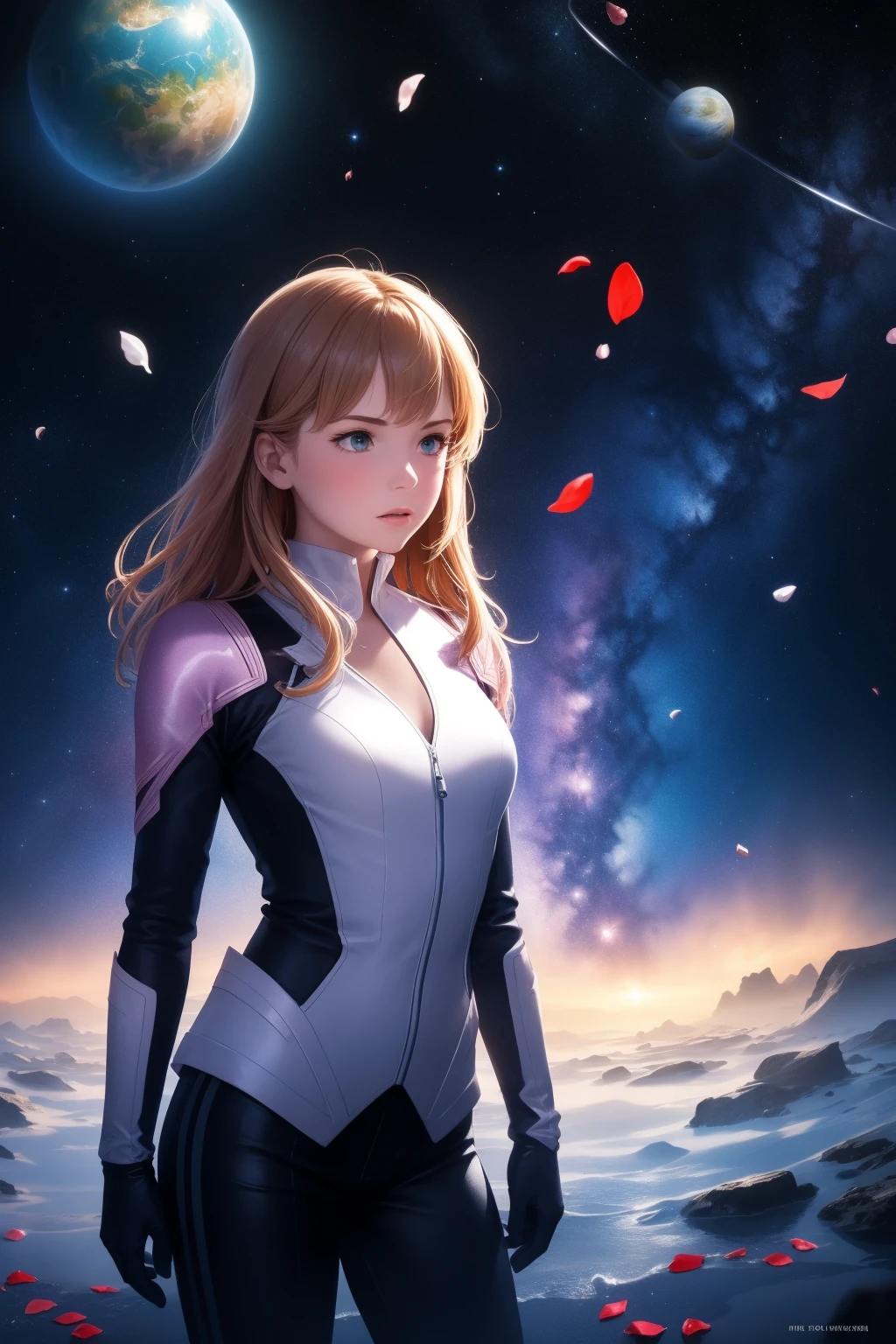 (1girl:1.3),cowboy_shot,starry sky petals,abstract art,(petals:1.3),science fiction,planet,<lora:lbc_starry sky_petals_v1.0-000006:0.7>,