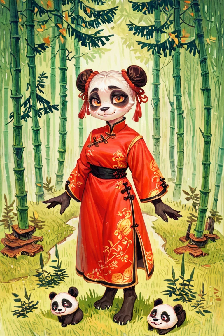 (anthro panda girl:1.2),double_bun,chinese clothes,portrait,looking at viewer,(solo:1.3)
bamboo forest, grass
<lora:Perfect Hands:1>  <lora:Trepenok:0.9> <lora:age_slider_v4:-2>, score_9, score_8_up, score_7_up, score_6_up, score_5_up, score_4_up,zPDXL