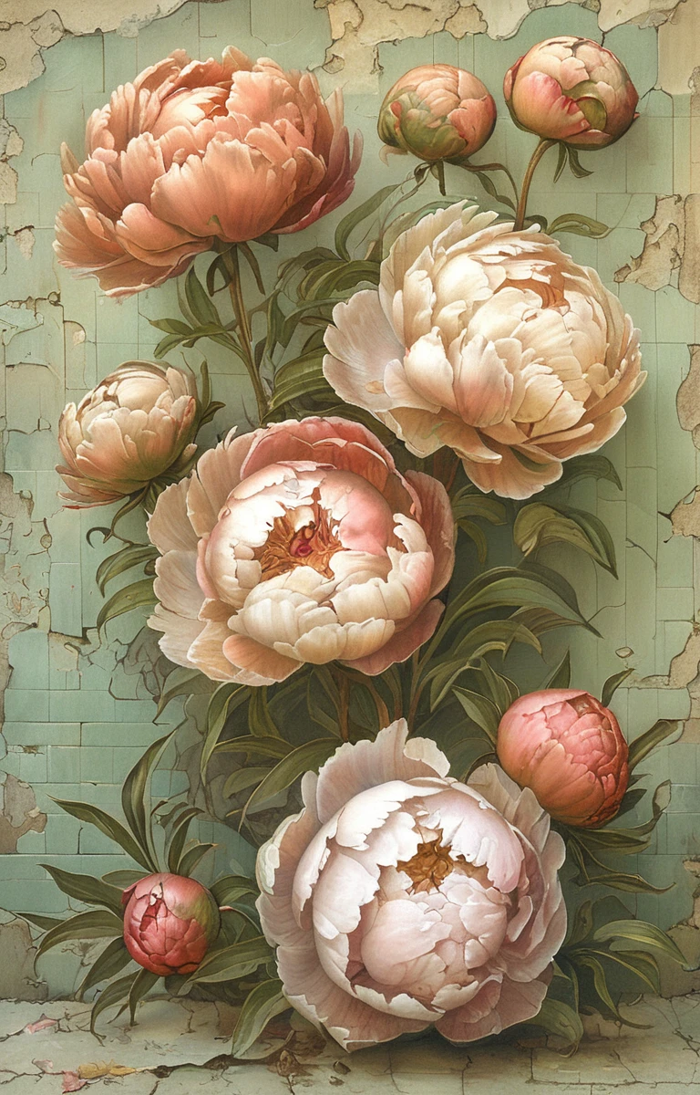 masterpiece,best quality,<lora:tbh159-sdxl:1>,illustration,style of Kestutis Kasparavicius, decaying peonies